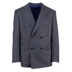 Pal Zileri // Striped Wool Double- Breasted Suit // Blue (Euro: 50)