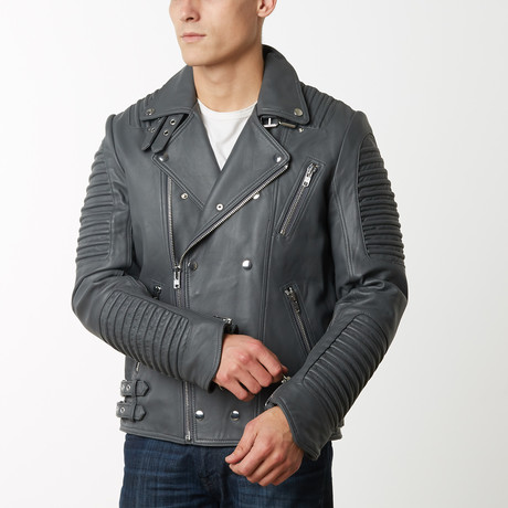 Mason + Cooper // Moto Leather Jacket // Grey (S)