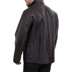 Textured Zip-Up Jacket // Dark Brown (L)