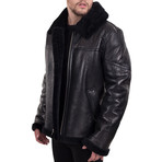 Faux Fur Trimmed Jacket // Black (XL)