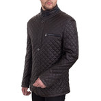Quilted Zipper Jacket // Brown (M)