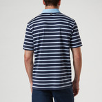 Shamus Auto Stripe Polo // Navy Blazer + White + Blue Sky (S)