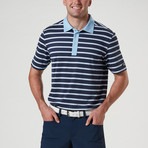 Shamus Auto Stripe Polo // Navy Blazer + White + Blue Sky (S)