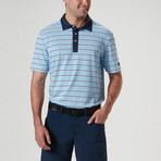 Shamus Auto Stripe Polo // Blue Sky + White + Navy Blazer (M)