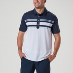 Branson Engineered Stripe Polo // Navy Blazer + Blue Sky + White (S)