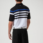 Baxter Engineered Stripe Polo // Black + White + Dark Royal (S)