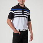Baxter Engineered Stripe Polo // Black + White + Dark Royal (S)