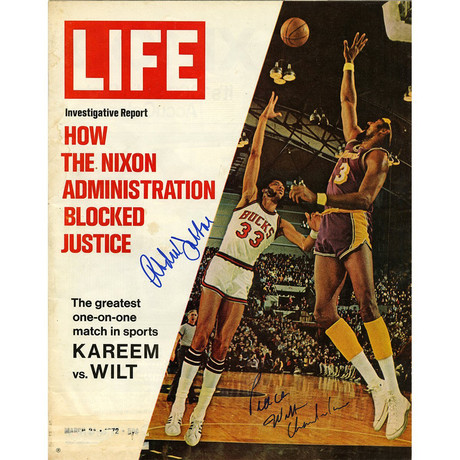 Signed 1972 Life Magazine // Wilt Chamberlain + Kareem Abdul Jabbar