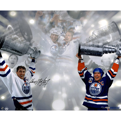 Signed Edmonton Oilers Stanley Cup Photo // Wayne Gretzky