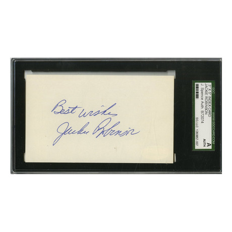 Signed Slabbed Index Card // Jackie Robinson 