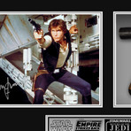 Star Wars Han Solo + Replica DL-44 // Harrison Ford Signed Photo // Custom Shadow Box Frame