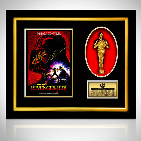 Star Wars Revenge Of The Jedi Oscar // James Earl Jones, Mark Hamill + George Lucas Signed Photo // Custom Frame