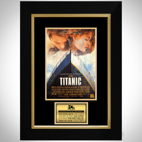 Titanic // Leonardo DiCaprio + Kate Winslet + James Cameron + Celine Dion Signed Photo // Custom Frame