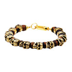 Tiger's Eye Skull Bracelet // Brown + Gold