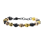 Skull Bracelet // Black + Gold + Rose