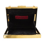 Valentino // Striped Enamel Box Minaudiere Bag // Black + Ivory