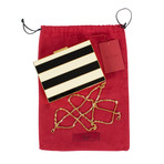 Valentino // Striped Enamel Box Minaudiere Bag // Black + Ivory