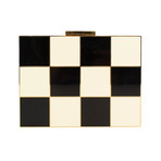 Valentino // Checkered Enamel Box Minaudiere Bag // Black + Ivory