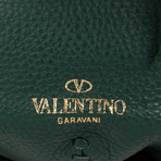 Valentino // Pebbled Leather C-Rockee Studded Fringe Hobo Bag // Green