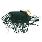 Valentino // Emerald Snakeskin Fringe Leather Small Clutch Bag // Green