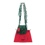 Fringe Leather Cross Body Bag // Green