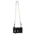 Black Gold Rockstud Leather With Chain Strap Cross Body Bag