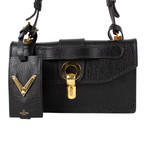 Black Gold Rockstud Leather With Chain Strap Cross Body Bag