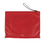 Valentino // Leather + Suede Envelope Large Clutch Bag // Red