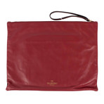 Leather + Suede Envelope Large Clutch Bag // Red + Black