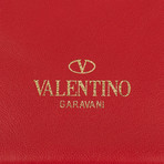 Valentino // Leather + Suede Envelope Large Clutch Bag // Red