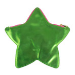 Star Patent Leather Star Clutch Bag // Green
