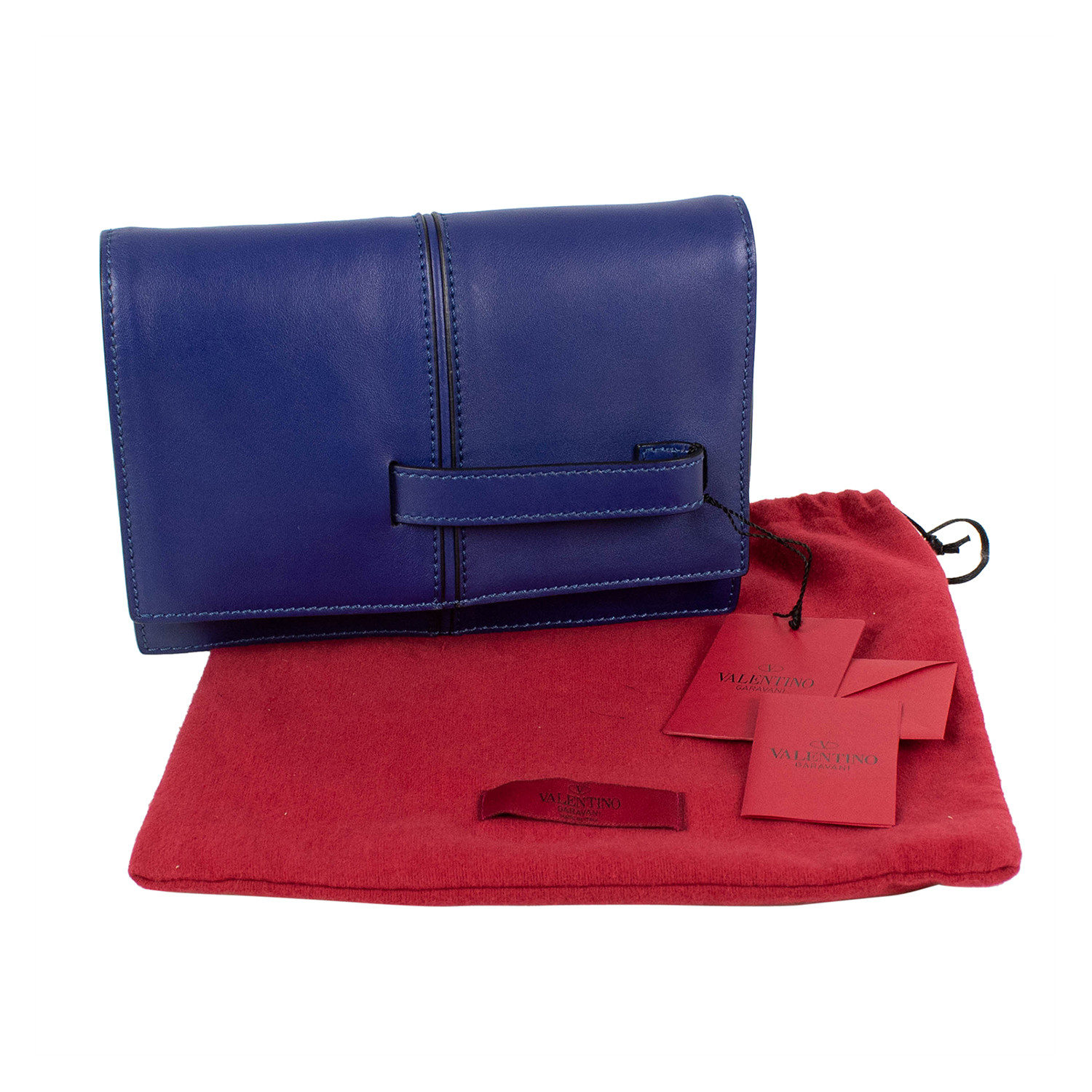 Leather + Handle Clutch Bag // Blue - Valentino - Touch of Modern