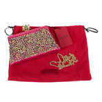 Valentino // Satin + Stone Flower Design Clutch Bag // Pink