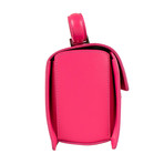 Leather 'Glam Lock' Crown Closure Hand Bag // Pink
