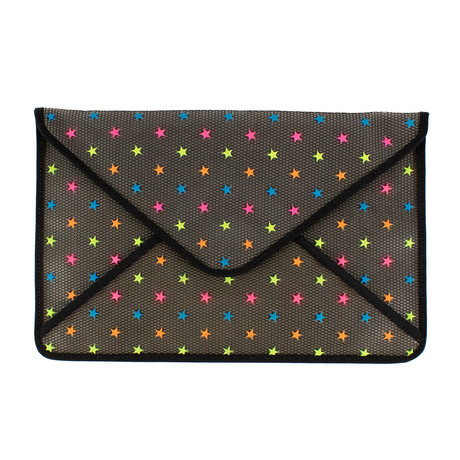 Valentino // Envelope Opaque Mesh Star Clutch Bag // Multi-Color