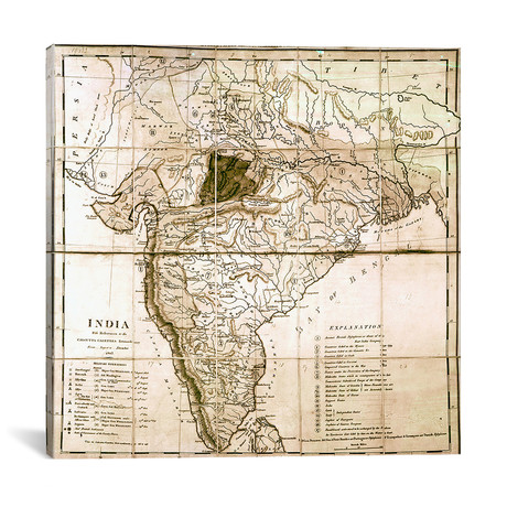 Map of India, 1803 // English School (18"W x 18"H x 0.75"D)