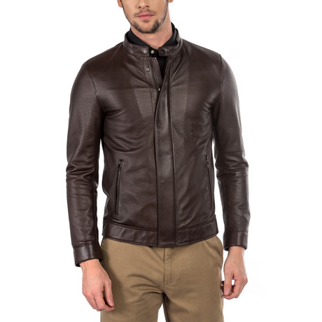 Nicholas Leather Jacket Slim // Brown (XS)