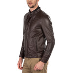 Nicholas Leather Jacket Slim // Brown (XL)