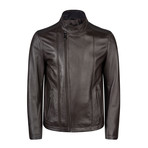 Noah Leather Jacket Slim // Brown (XL)