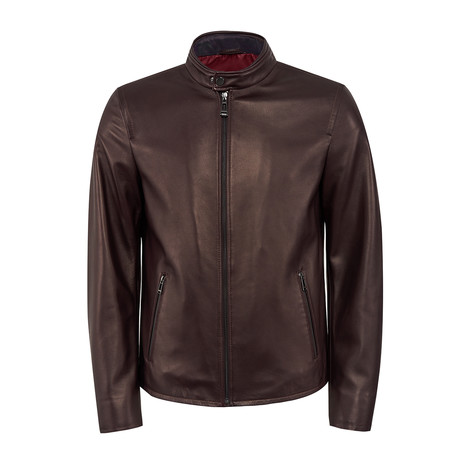 David Leather Jacket Slim // Bordeaux (XS)