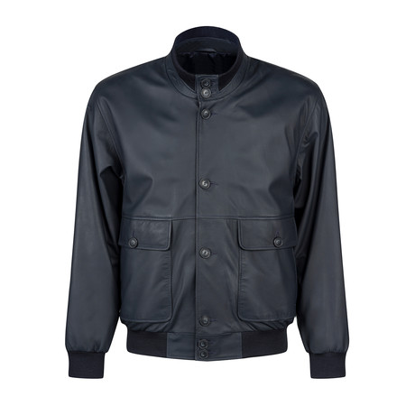 Andrew Leather Jacket // Navy (M)
