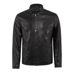 John Leather Jacket Slim // Black (XL)
