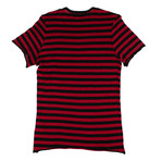 Amiri // Striped Cotton Blend T-Shirt // Red + Black (XS)
