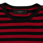 Amiri // Striped Cotton Blend T-Shirt // Red + Black (XL)