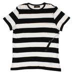 Amiri // Striped Cotton Blend T-Shirt // Black + White (L)