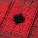 Amiri // Cashmere Core Flannel Check Button Down Shirt // Red (S)