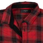 Amiri // Cashmere Core Flannel Check Button Down Shirt // Red (S)