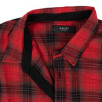 Amiri // Cashmere Core Flannel Check Button Down Shirt // Red (XS)