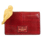 Red With Gold Falcons Python Skin Clutch Bag