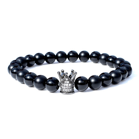 Crystal Crown Bracelet // Black (7”)